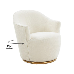 TOV Furniture Skyla Cream Boucle Swivel Chair - Luxurious Comfort with 360° Swivel Base for Modern Living Spaces TOV-S68263