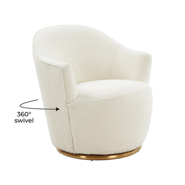 TOV Furniture Skyla Cream Boucle Swivel Chair - Luxurious Comfort with 360° Swivel Base for Modern Living Spaces TOV-S68263
