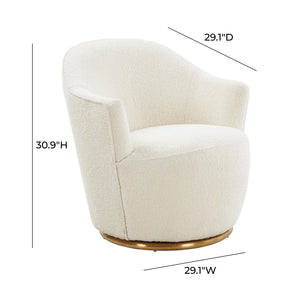 TOV Furniture Skyla Cream Boucle Swivel Chair - Luxurious Comfort with 360° Swivel Base for Modern Living Spaces TOV-S68263