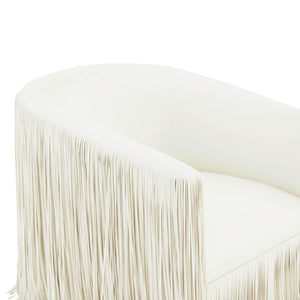 TOV Furniture Shag Performance Vegan Leather Swivel Chair: Luxurious, Easy-Clean Seating for Home or Office Decor Ivory TOV-S68326