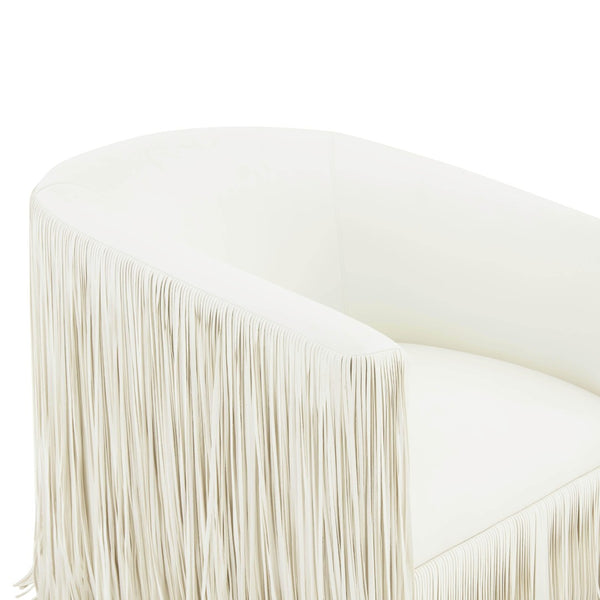 TOV Furniture Shag Performance Vegan Leather Swivel Chair: Luxurious, Easy-Clean Seating for Home or Office Decor Ivory TOV-S68326