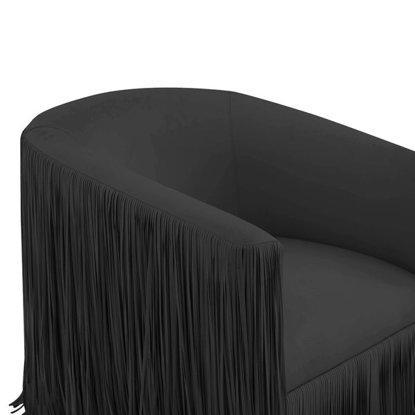 TOV Furniture Shag Performance Vegan Leather Swivel Chair: Luxurious, Easy-Clean Seating for Home or Office Decor Black TOV-S68327