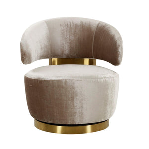 TOV Furniture Austin Upholstered Swivel Chair - Modern Faux-Shearling Accent with 360° Swivel for Stylish Comfort Champagne TOV-S68386