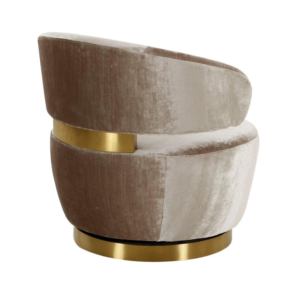 TOV Furniture Austin Upholstered Swivel Chair - Modern Faux-Shearling Accent with 360° Swivel for Stylish Comfort Champagne TOV-S68386