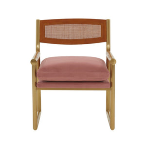 TOV Furniture Harlow Rattan Velvet Chair – Luxurious Mid-Century Accent with Plush Comfort & Elegant Design TOV-S68449