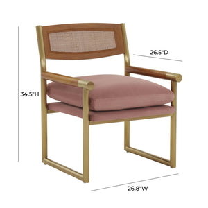 TOV Furniture Harlow Rattan Velvet Chair – Luxurious Mid-Century Accent with Plush Comfort & Elegant Design TOV-S68449