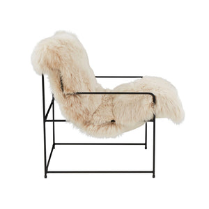 TOV Furniture Kimi Genuine Sheepskin Accent Chair - Chic, Cozy Comfort with Modern Iron Frame for Your Space Natural TOV-S68530