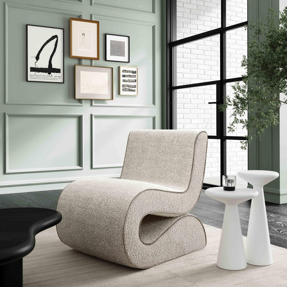 TOV Furniture Senna Accent Chair - Modern Sculptural Design with Soft Boucle Upholstery for Effortless Style Upgrade Grey TOV-S68534