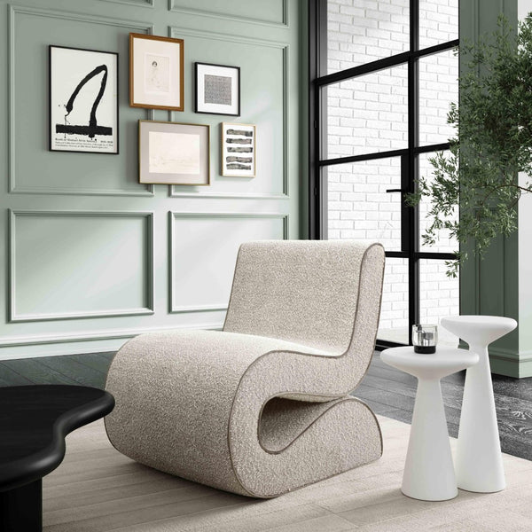 TOV Furniture Senna Accent Chair - Modern Sculptural Design with Soft Boucle Upholstery for Effortless Style Upgrade Grey TOV-S68534