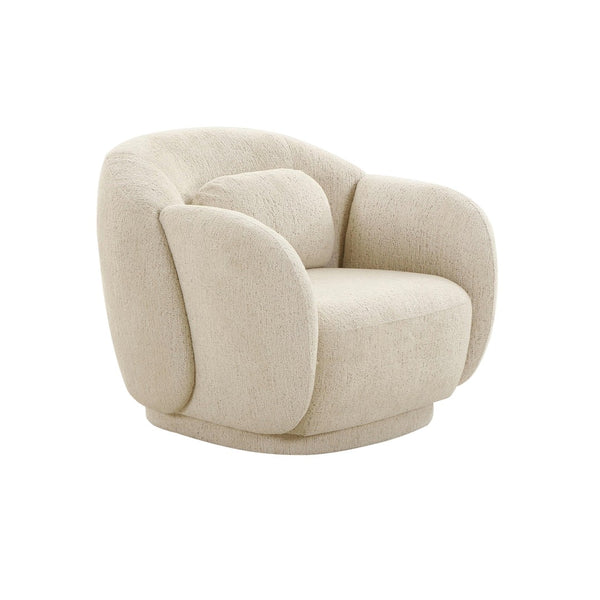 TOV Furniture Misty Boucle Accent Chair: Cozy Mid-Century Modern Comfort with Plush Texture for Your Space Cream TOV-S68615