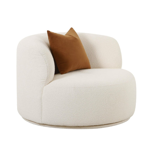 TOV Furniture Fickle Cream Boucle Swivel Chair - Modern Accent with 360° Rotation & Cozy Comfort for Any Space TOV-S68671