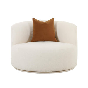TOV Furniture Fickle Cream Boucle Swivel Chair - Modern Accent with 360° Rotation & Cozy Comfort for Any Space TOV-S68671