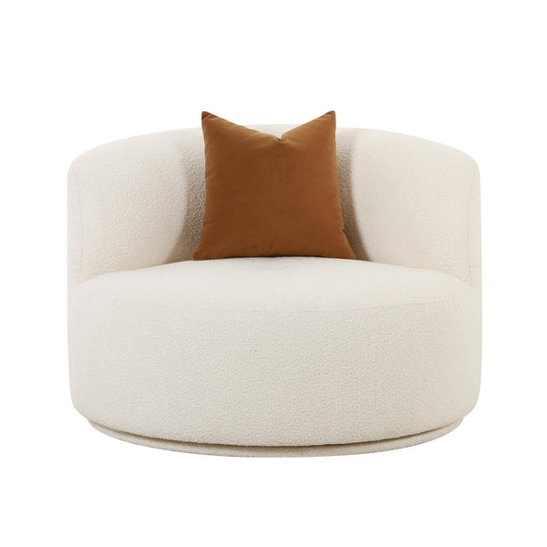 TOV Furniture Fickle Cream Boucle Swivel Chair - Modern Accent with 360° Rotation & Cozy Comfort for Any Space TOV-S68671