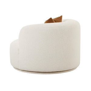 TOV Furniture Fickle Cream Boucle Swivel Chair - Modern Accent with 360° Rotation & Cozy Comfort for Any Space TOV-S68671