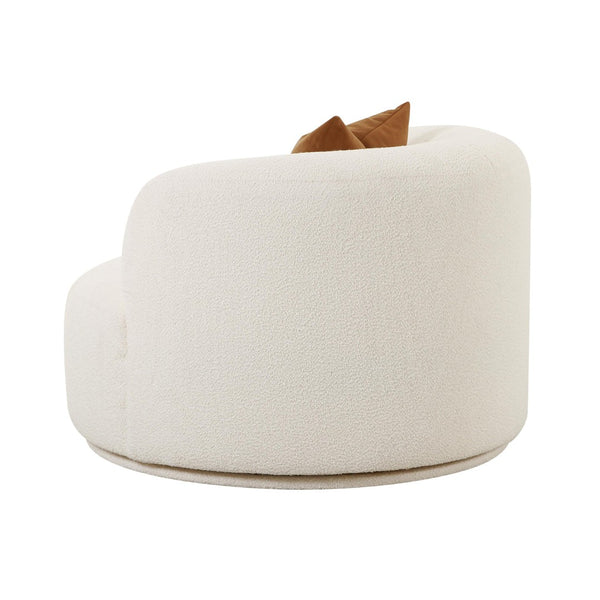 TOV Furniture Fickle Cream Boucle Swivel Chair - Modern Accent with 360° Rotation & Cozy Comfort for Any Space TOV-S68671