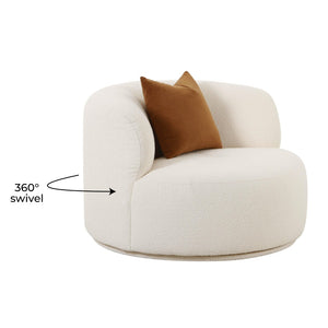 TOV Furniture Fickle Cream Boucle Swivel Chair - Modern Accent with 360° Rotation & Cozy Comfort for Any Space TOV-S68671