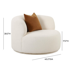 TOV Furniture Fickle Cream Boucle Swivel Chair - Modern Accent with 360° Rotation & Cozy Comfort for Any Space TOV-S68671
