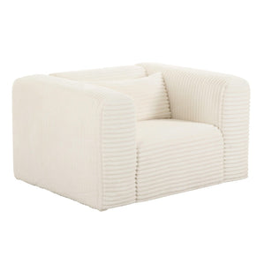 TOV Furniture Tarra Fluffy Oversized Corduroy Armchair - Luxurious Comfort, Easy-Care Fabric & Cozy Design Cream TOV-S68883