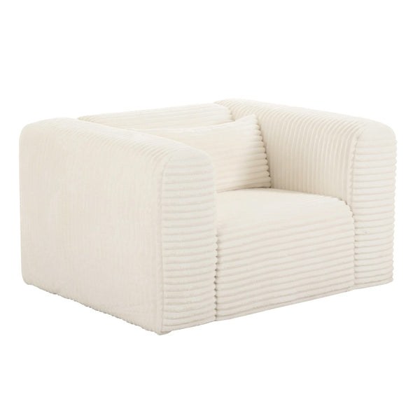 TOV Furniture Tarra Fluffy Oversized Corduroy Armchair - Luxurious Comfort, Easy-Care Fabric & Cozy Design Cream TOV-S68883