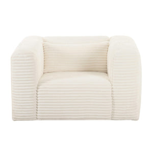 TOV Furniture Tarra Fluffy Oversized Corduroy Armchair - Luxurious Comfort, Easy-Care Fabric & Cozy Design Cream TOV-S68883
