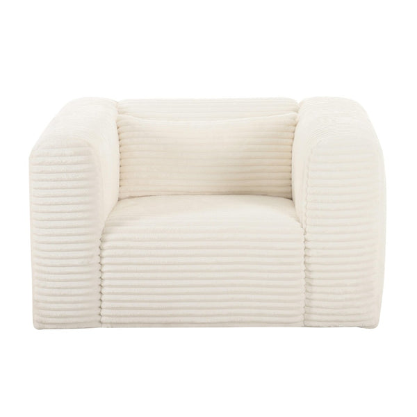 TOV Furniture Tarra Fluffy Oversized Corduroy Armchair - Luxurious Comfort, Easy-Care Fabric & Cozy Design Cream TOV-S68883