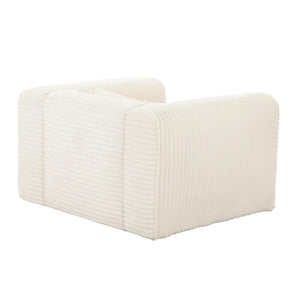 TOV Furniture Tarra Fluffy Oversized Corduroy Armchair - Luxurious Comfort, Easy-Care Fabric & Cozy Design Cream TOV-S68883