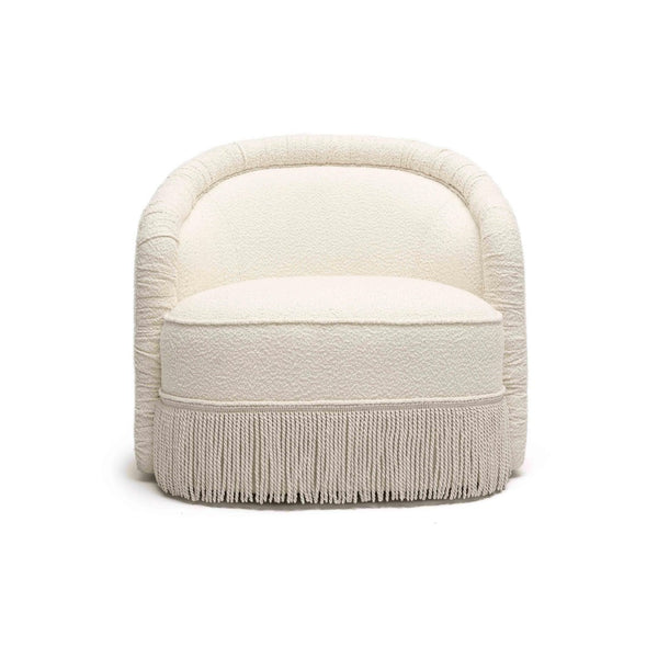TOV Furniture Pamela Cream Boucle Tassel Lounge Chair - Eco-Friendly Comfort with Timeless Elegance & Style TOV-S68984