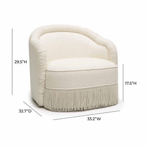 TOV Furniture Pamela Cream Boucle Tassel Lounge Chair - Eco-Friendly Comfort with Timeless Elegance & Style TOV-S68984