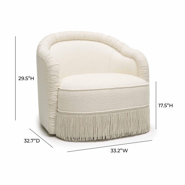 TOV Furniture Pamela Cream Boucle Tassel Lounge Chair - Eco-Friendly Comfort with Timeless Elegance & Style TOV-S68984