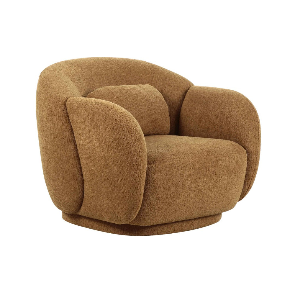 TOV Furniture Misty Boucle Accent Chair: Cozy Mid-Century Modern Comfort with Plush Texture for Your Space Brown TOV-S68988