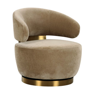TOV Furniture Austin Upcycled Swivel Chair - Plush Velvet Accent with Gold Details for Sustainable Home Elegance Oat TOV-S68989