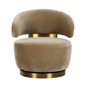 TOV Furniture Austin Upcycled Swivel Chair - Plush Velvet Accent with Gold Details for Sustainable Home Elegance Oat TOV-S68989