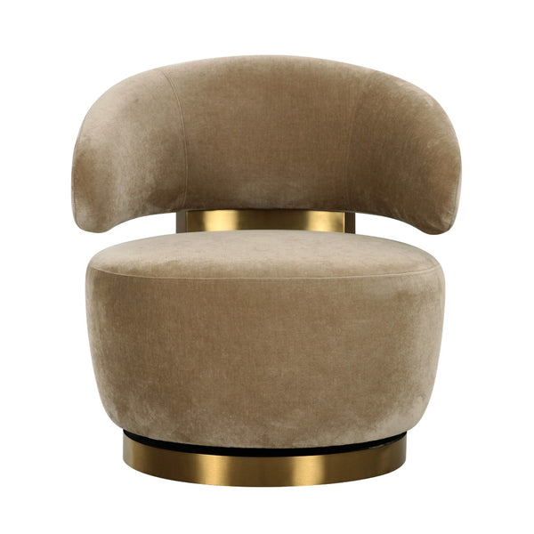 TOV Furniture Austin Upcycled Swivel Chair - Plush Velvet Accent with Gold Details for Sustainable Home Elegance Oat TOV-S68989