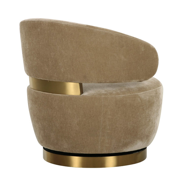 TOV Furniture Austin Upcycled Swivel Chair - Plush Velvet Accent with Gold Details for Sustainable Home Elegance Oat TOV-S68989
