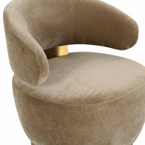 TOV Furniture Austin Upcycled Swivel Chair - Plush Velvet Accent with Gold Details for Sustainable Home Elegance Oat TOV-S68989