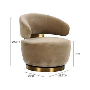 TOV Furniture Austin Upcycled Swivel Chair - Plush Velvet Accent with Gold Details for Sustainable Home Elegance Oat TOV-S68989