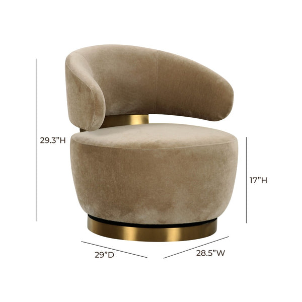 TOV Furniture Austin Upcycled Swivel Chair - Plush Velvet Accent with Gold Details for Sustainable Home Elegance Oat TOV-S68989