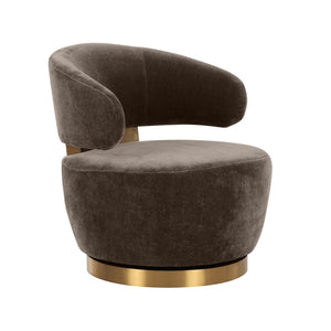 TOV Furniture Austin Upcycled Swivel Chair - Plush Velvet Accent with Gold Details for Sustainable Home Elegance Chocolate TOV-S68990