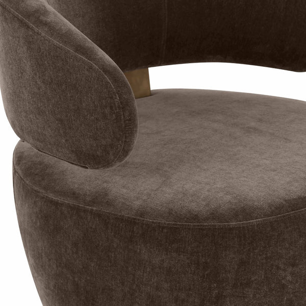 TOV Furniture Austin Upcycled Swivel Chair - Plush Velvet Accent with Gold Details for Sustainable Home Elegance Chocolate TOV-S68990