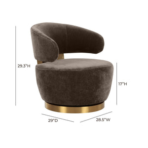 TOV Furniture Austin Upcycled Swivel Chair - Plush Velvet Accent with Gold Details for Sustainable Home Elegance Chocolate TOV-S68990