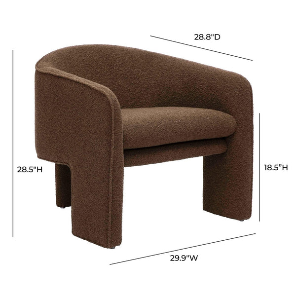 TOV Furniture Marla Boucle Accent Chair - Sculptural Design with Durable Upholstery for Modern Living Spaces Brown TOV-S68997