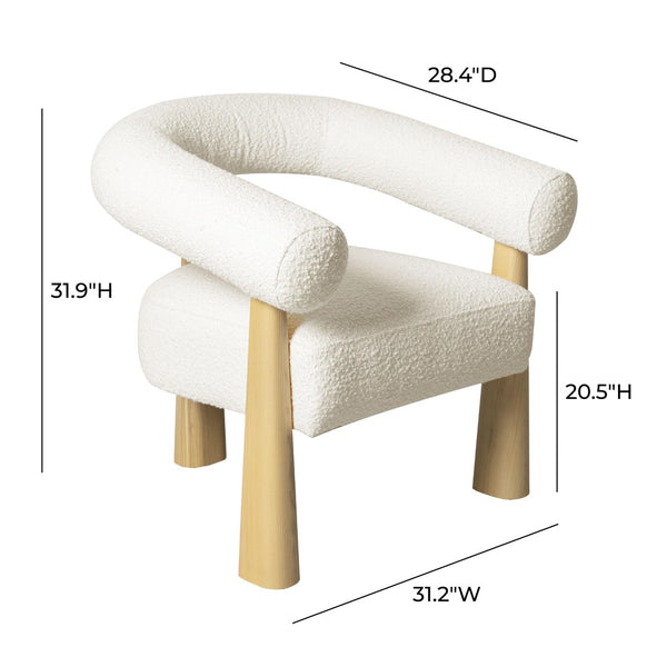 TOV Furniture Spara Performance Boucle Accent Chair - Modern Comfort with Durable Fabric and Timeless Design Cream TOV-S69002