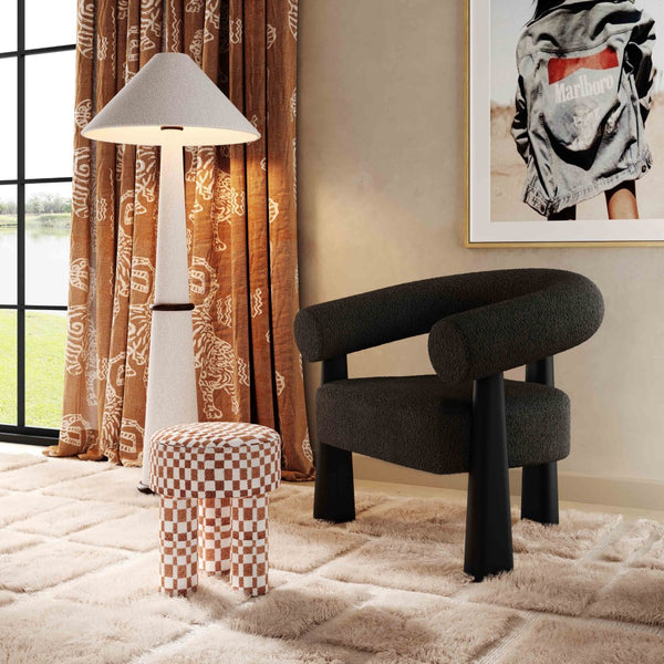 TOV Furniture Spara Performance Boucle Accent Chair - Modern Comfort with Durable Fabric and Timeless Design Black TOV-S69003