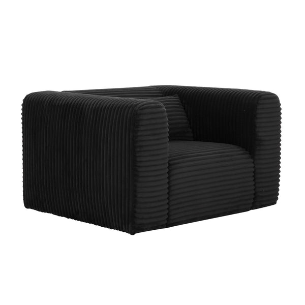 TOV Furniture Tarra Fluffy Oversized Corduroy Armchair - Luxurious Comfort, Easy-Care Fabric & Cozy Design Black TOV-S69011