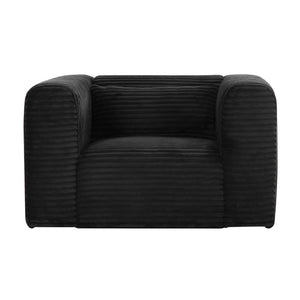 TOV Furniture Tarra Fluffy Oversized Corduroy Armchair - Luxurious Comfort, Easy-Care Fabric & Cozy Design Black TOV-S69011