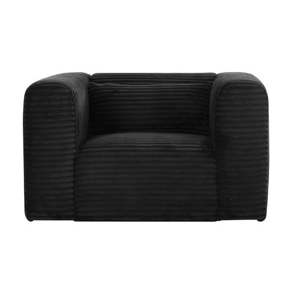 TOV Furniture Tarra Fluffy Oversized Corduroy Armchair - Luxurious Comfort, Easy-Care Fabric & Cozy Design Black TOV-S69011