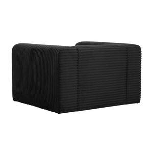 TOV Furniture Tarra Fluffy Oversized Corduroy Armchair - Luxurious Comfort, Easy-Care Fabric & Cozy Design Black TOV-S69011