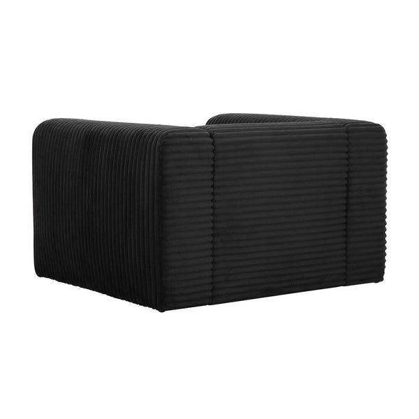 TOV Furniture Tarra Fluffy Oversized Corduroy Armchair - Luxurious Comfort, Easy-Care Fabric & Cozy Design Black TOV-S69011