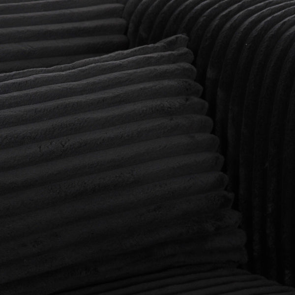 TOV Furniture Tarra Fluffy Oversized Corduroy Armchair - Luxurious Comfort, Easy-Care Fabric & Cozy Design Black TOV-S69011