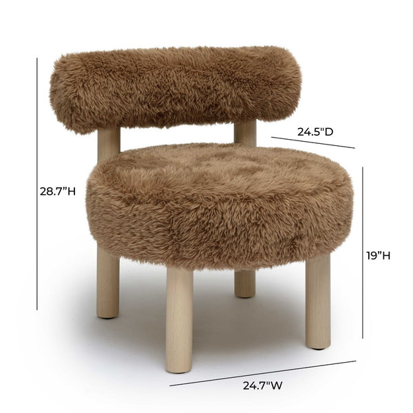 TOV Furniture Carmel Vegan Shearling Accent Chair - Cozy, Handcrafted Comfort for Your Living Room or Bedroom Space Taupe TOV-S69031